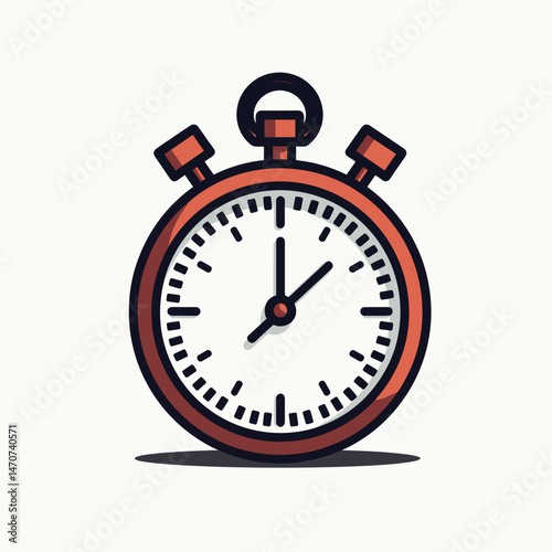 digital timer icon with red hands on white background