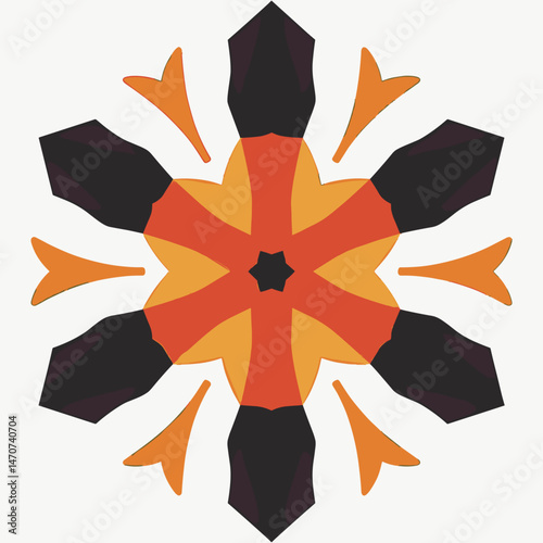 vibrant abstract art with orange, yellow, red, black, and white colors