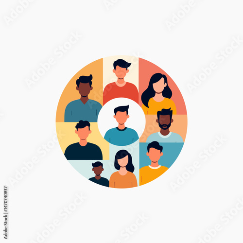 diverse group of people in colorful circle