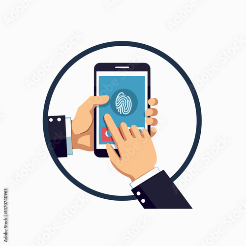 hands touching biometric phone