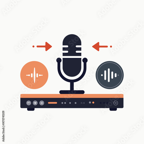 voice recording studio setup with microphone and audio mixer