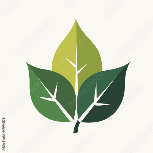 vibrant green leaf icon with stem  ecofriendly design element