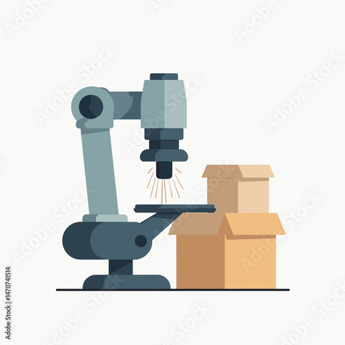 robotic arm examining packages inspection technology