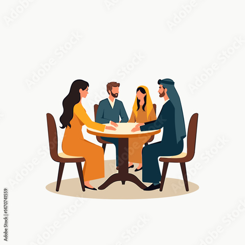 cultural business meeting illustration with diverse people