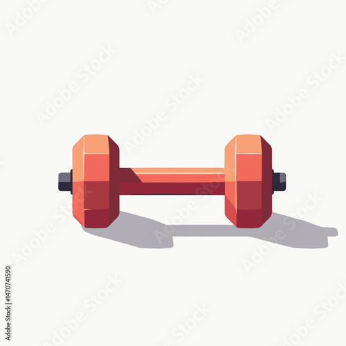 d illustration of orange dumbbell with shadow on white background