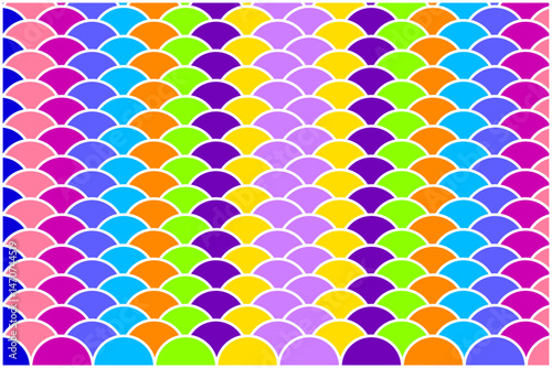 Colorful scale pattern featuring vibrant hues in a repetitive design suitable for various creative projects