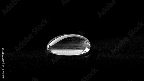 Clear Water Droplet On Dark Surface