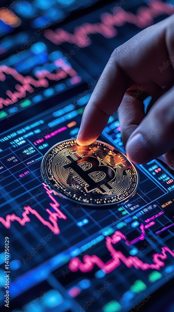 Naklejka premium Investing in cryptocurrency with market analysis.
