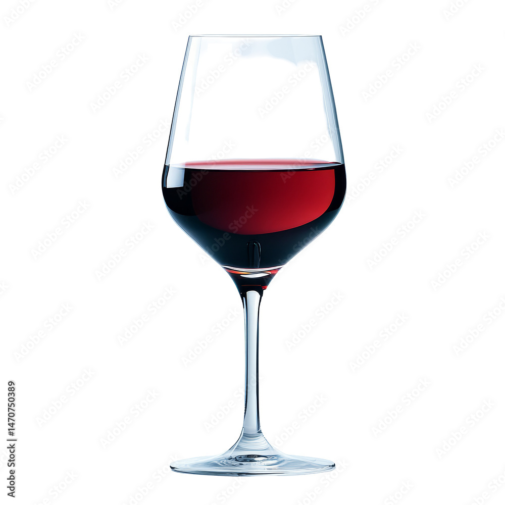 Fototapeta premium Elegant wine glass filled with red wine on a pristine transparent background for a sophisticated dining experience, wine glass on transparent background