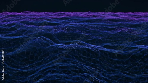 Abstract Network Of Blue And Purple Lines Against A Black Background Visual