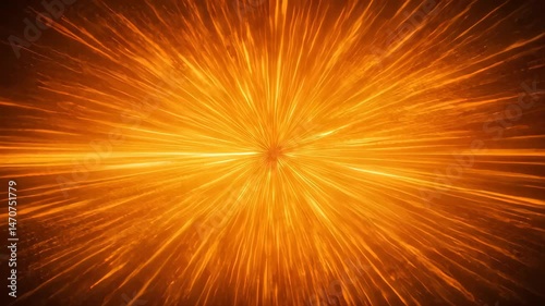 Abstract Orange Background with Radial Motion Light Beams Zooming Perspective