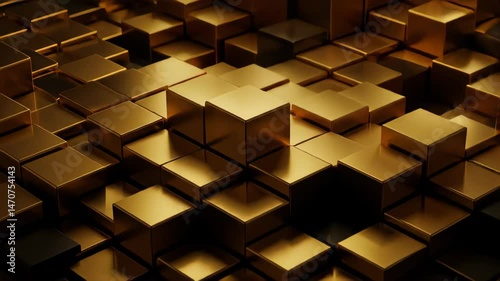 Golden Cubes Background Texture Pattern Metallic Surface Geometric Design