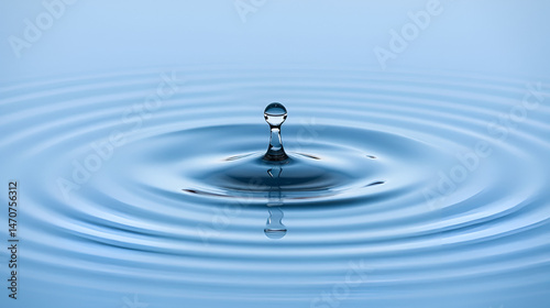 A single drop of liquid impacting a surface, creating ripples