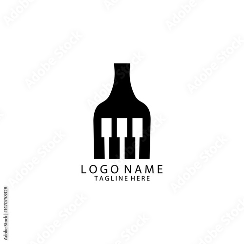 fork piano logo design vector