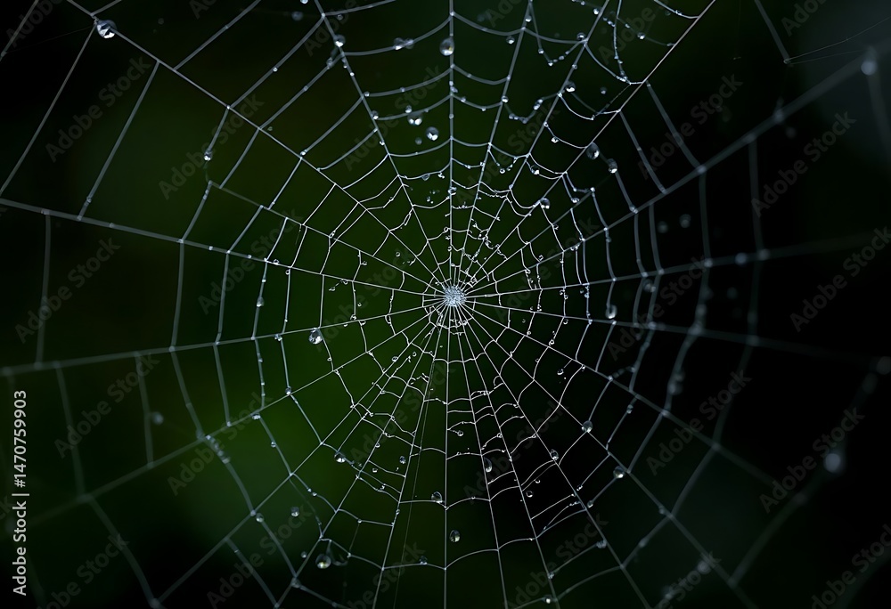 Naklejka premium spider web with water drops on it