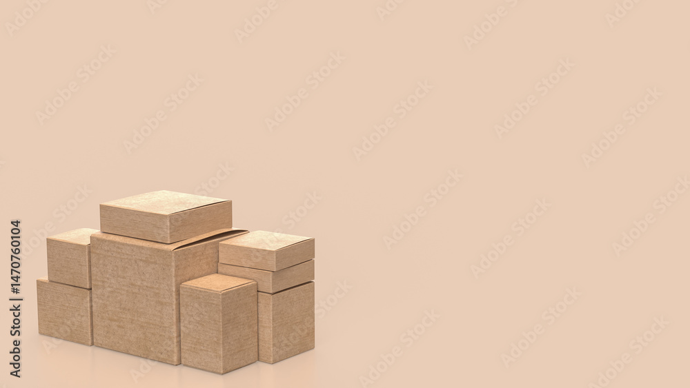 Fototapeta premium The Cardboard box for transporting concept 3d rendering.