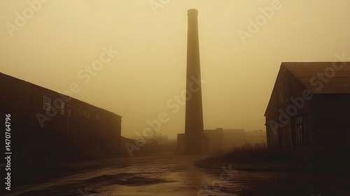 Wallpaper Mural Silhouette of an industrial complex in a hazy atmosphere. Torontodigital.ca