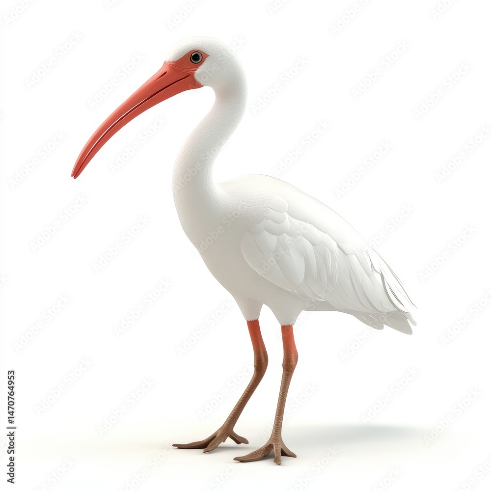 Fototapeta premium White ibis, a digitally rendered illustration.