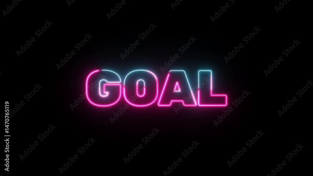 Goal Text neon Animation, text in lighting animation