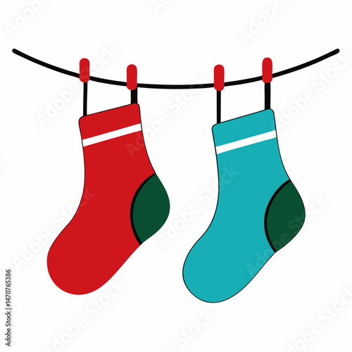 Hanging-socks vector perfect for festive digital art, posters, and celebration designs.