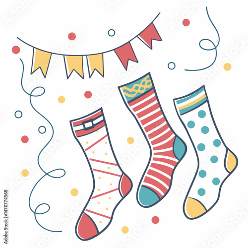 Sock-celebration vector perfect for festive digital art, posters, and celebration designs.