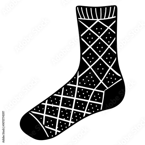 Patterned-sock vector perfect for festive digital art, posters, and celebration designs.
 