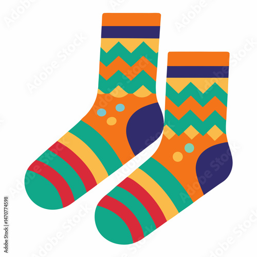 Patterned-sock vector perfect for festive digital art, posters, and celebration designs.
 
