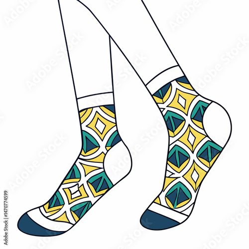 Patterned-sock vector perfect for festive digital art, posters, and celebration designs.
 