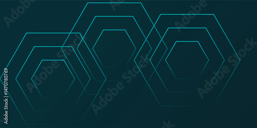 Dark blue abstract background with glowing curve. Shiny blue gradient geometric element. Dynamic hexagonal lines graphic. Modern futuristic technology concept.
