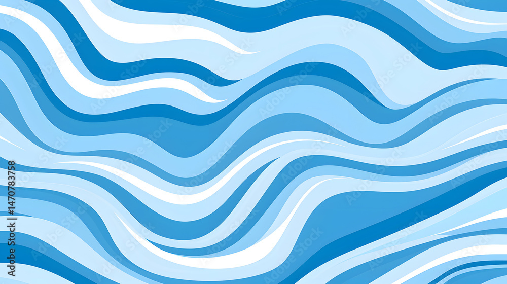 Fototapeta premium Professional Seamless Vector Pattern with Wavy Lines in Blue Hues for Design Projects