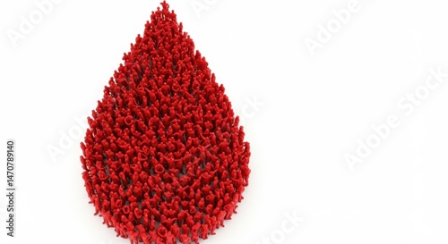 A Collective of Tiny Figures Forming a Blood Drop: A Powerful Visual Representation of Blood Donation and Community