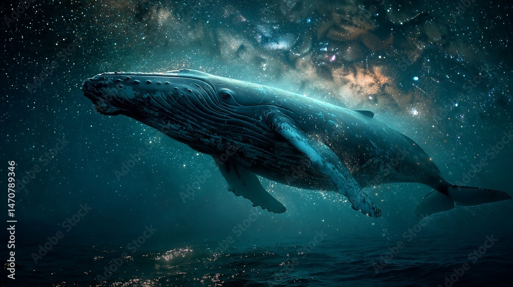 Fototapeta premium Whale in cosmic ocean