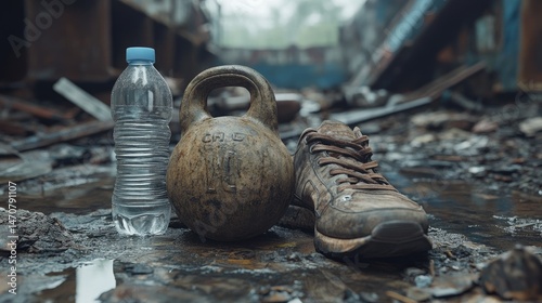 Wallpaper Mural Dusty exercise gear in a derelict industrial area. Torontodigital.ca