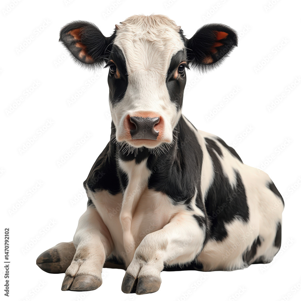 Isolated calf portrait with curious gaze on transparent background provides versatility Isolated calf portrait with curious gaze on transparent background provides versatility