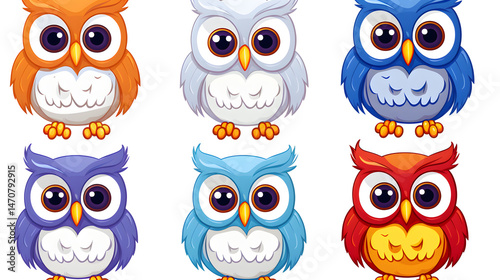 Wallpaper Mural Collection of Vibrant Vector Owls for Creative Projects - Isolated Illustrations Torontodigital.ca