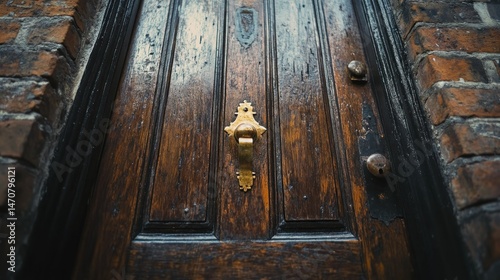 Wallpaper Mural A close up of a wooden door with decorative hardware Torontodigital.ca