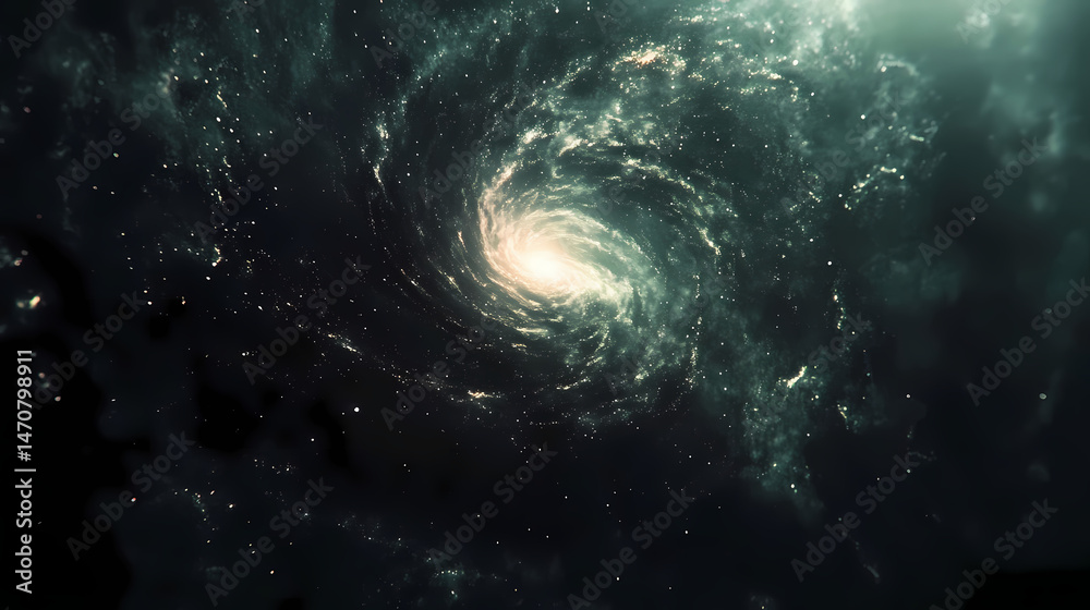 Fototapeta premium Time-lapse view of a galaxy rotating slowly in the vastness of space. [Vortex Temples] | Spinning Chapel | rotating silence. Illustration