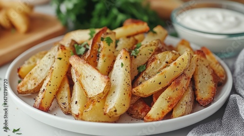 Wallpaper Mural Delicious, crispy potato wedges on a plate. Torontodigital.ca
