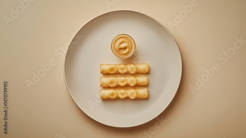 Wallpaper Mural shot of golden waffle sticks with creamy topping. Torontodigital.ca