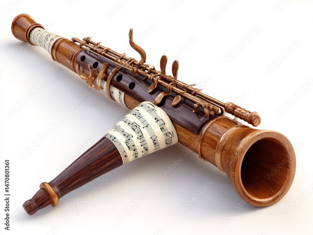 Naklejka premium Wooden Kazoo Toy on White Background