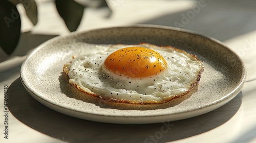 Wallpaper Mural Single fried egg on a speckled plate in soft light. Torontodigital.ca