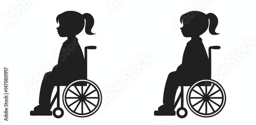 Silhouette of Girl in Wheelchair – Disability Awareness Vector
