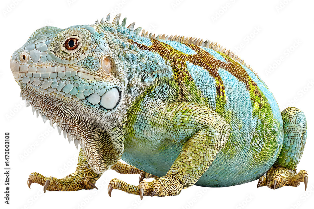 Obraz premium Green and Blue Iguana Lizard Close Up Studio Shot