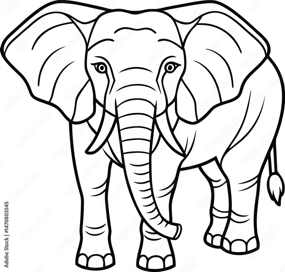 Fototapeta premium hand drawn elephant outline illustration 