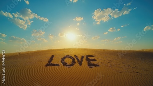 Wallpaper Mural Desert landscape scene with written word love. Torontodigital.ca