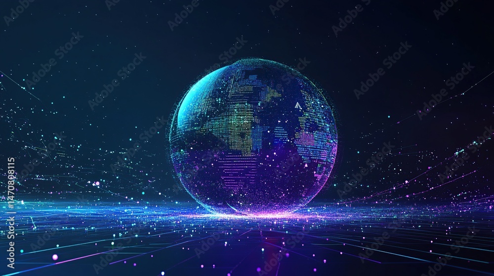 Fototapeta premium Digital Earth, Global Network