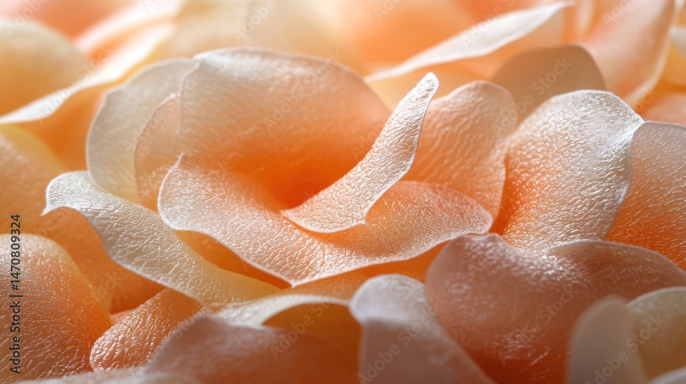 Fototapeta premium Delicate Close-Up of Soft Petal Layers in Gentle Peach Shades