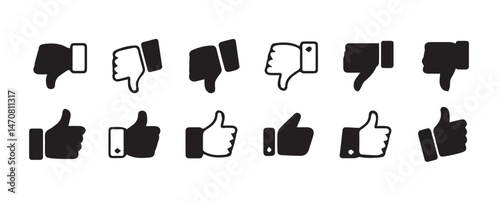 Thumb up & thumb down icon. like symbol.Like and dislike vector collection on transparent background.Thumbs up thumbs down black isolated social media signs.vector illustration eps 10.