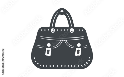 Elegant Gray Handbag Icon with Stylish Accents on Transparent Background