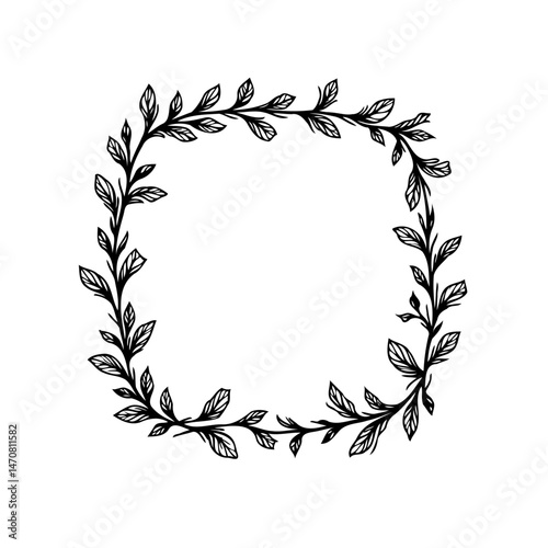Botanical square frame showcasing elegant foliage and captivating simplicity